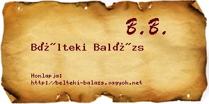 Bélteki Balázs névjegykártya